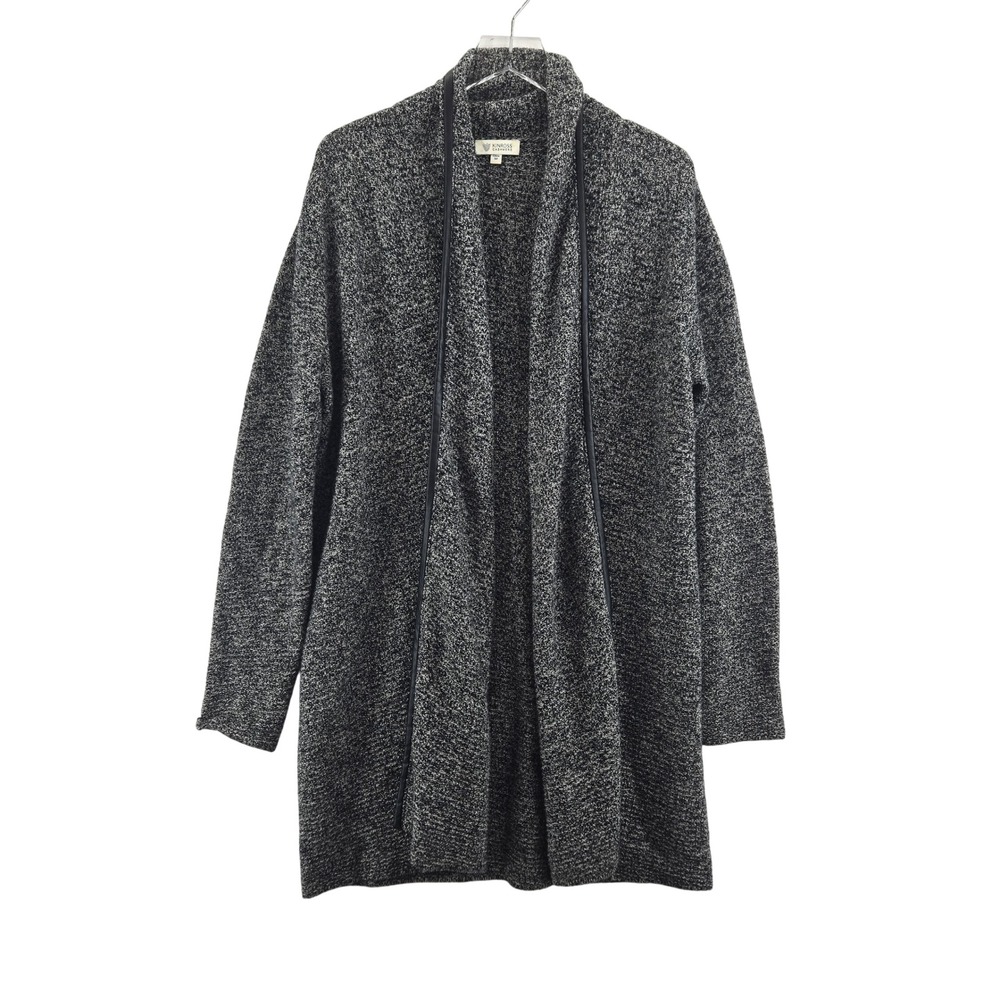 Kinross‎ Cashmere Women's M Wool Blend Cardigan Sweater Black White Speckled